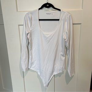 Abercrombie & Fitch Soft A&F Collection White Long Sleeve Bodysuit Size XL
